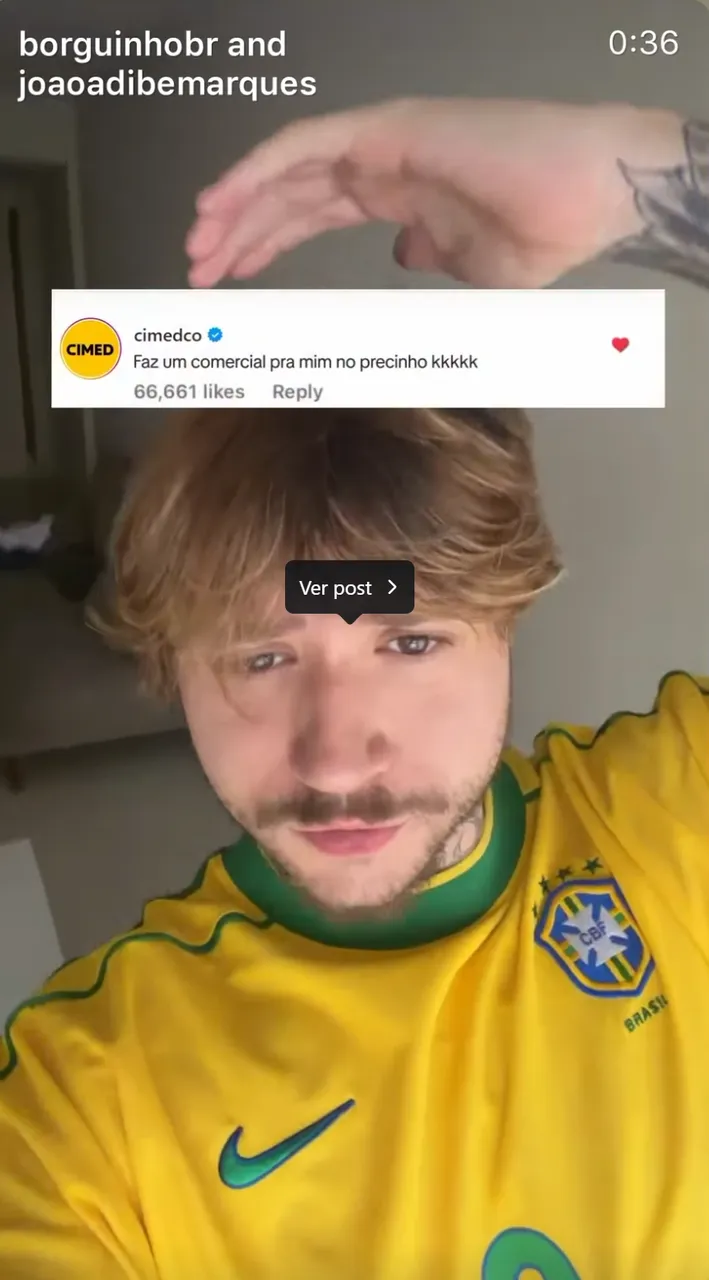 Cimed comentando pedindo vídeo